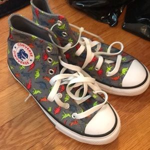 Dinosaur print converse high tops